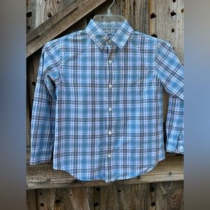 Janie and Jack Boys Blue OrangePlaid Long Sleeve Button Down Dress Shirt 6